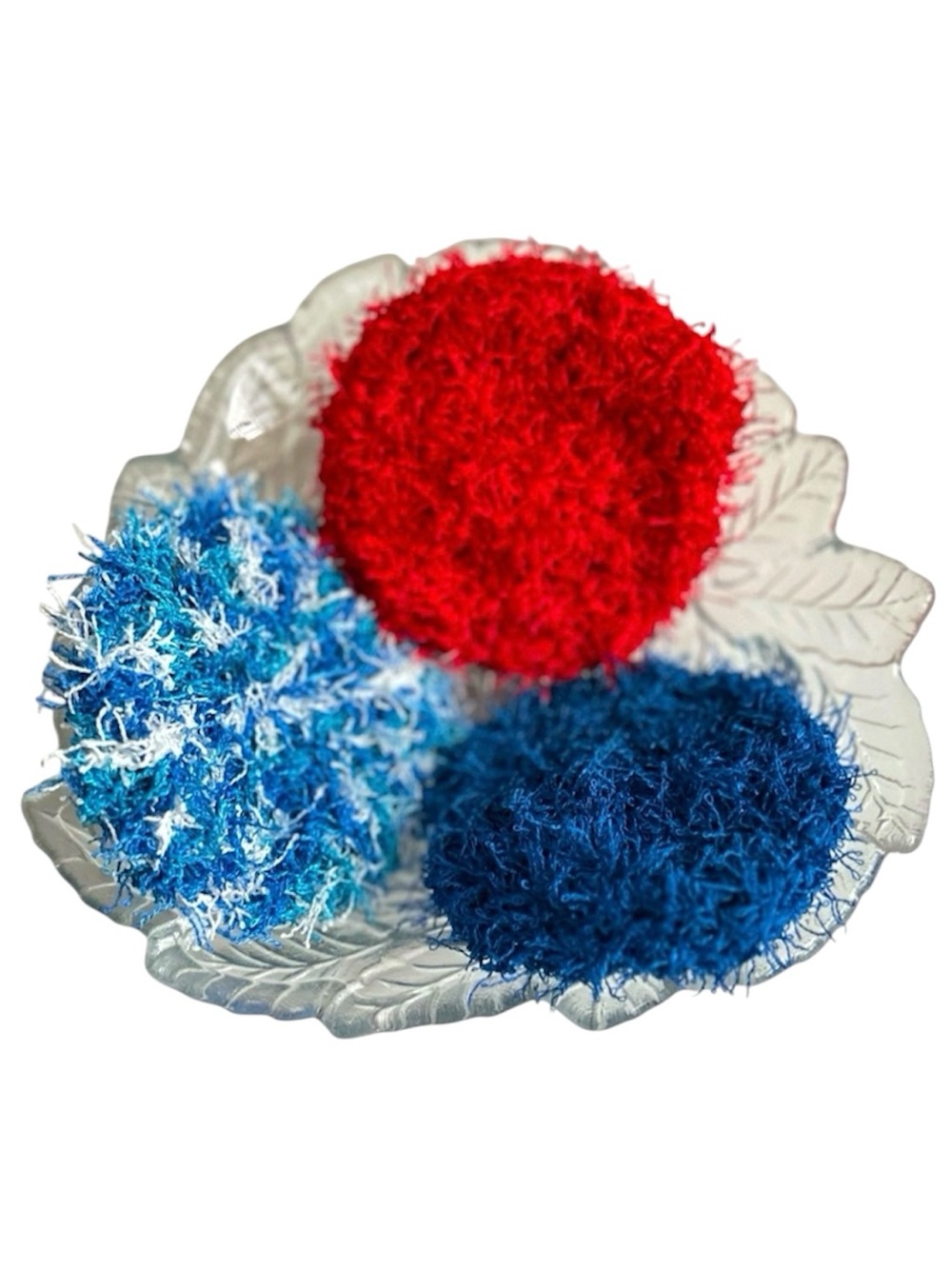 HAND CRAFTED Colorful Crocheted Reusable Polyester Kitchen Dish Scrubbing Pads